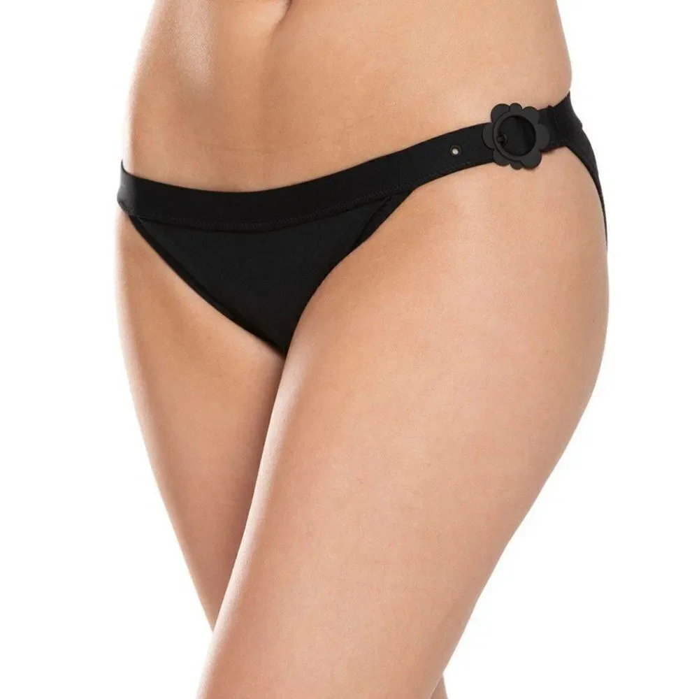 Kate Spade New York Women's Black Daisy Buckle Bikini Bottom Size XL